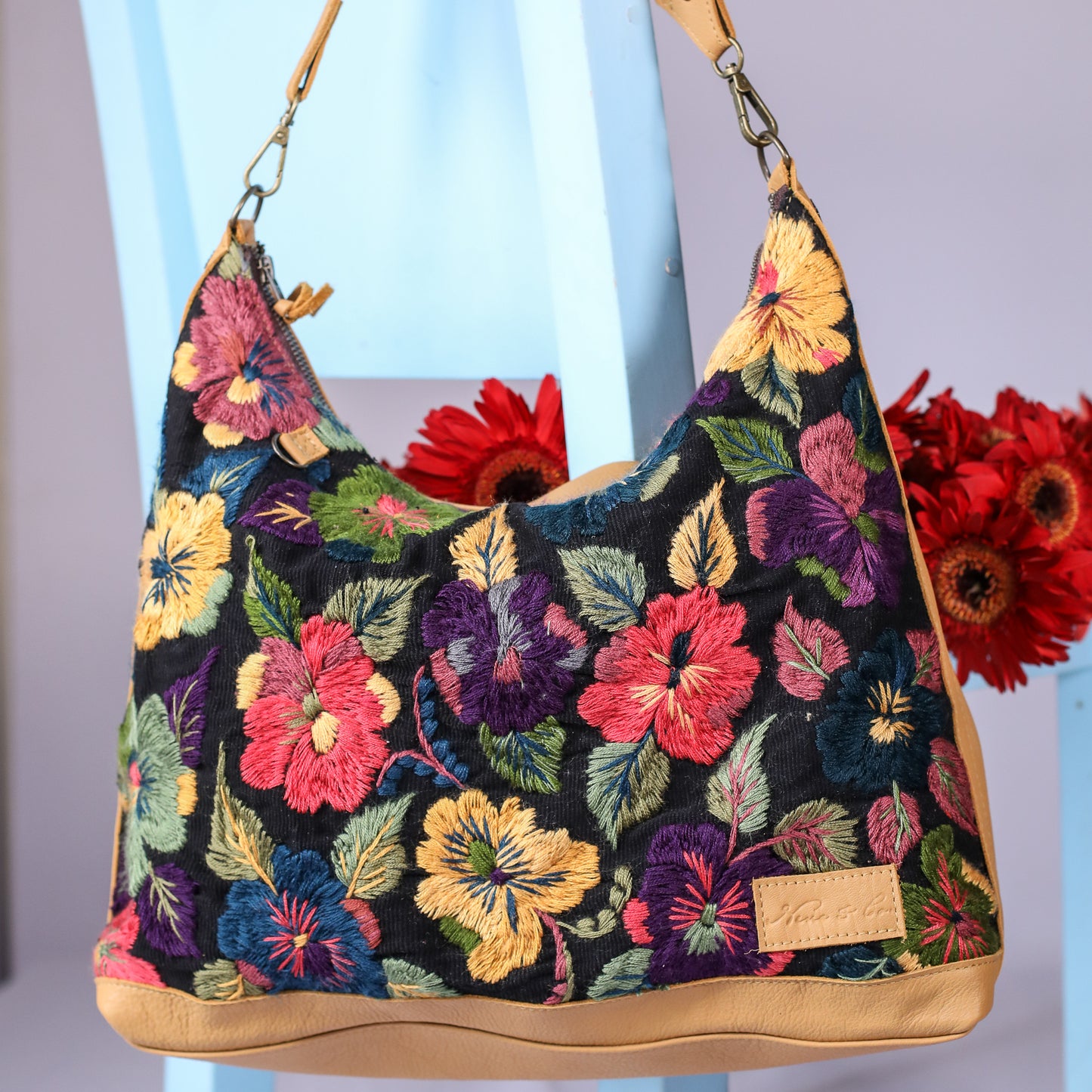 PENELOPE BAG - H&S EMBROIDERED FLORAL - BARCELONA - NO. 200574