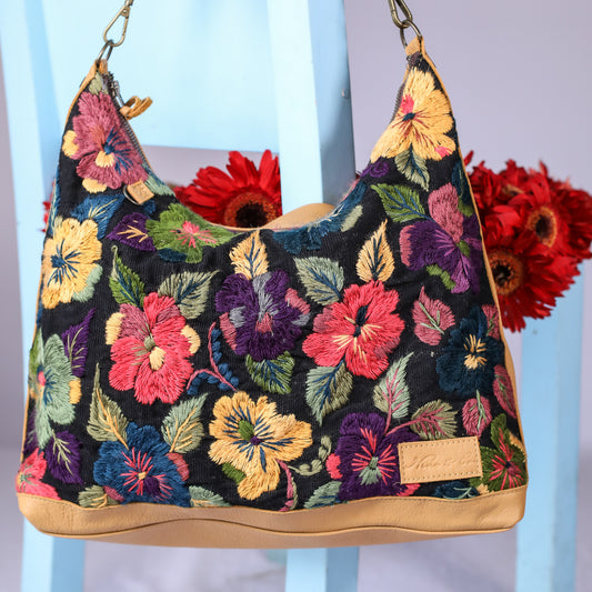 PENELOPE BAG - H&S EMBROIDERED FLORAL - BARCELONA - NO. 200574