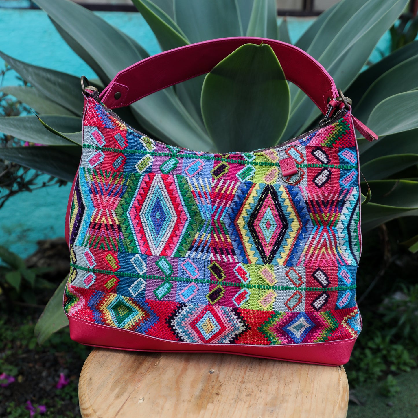 SMALL PENELOPE BAG - H&S WHEAT - RASPBERRY - NO. 19375