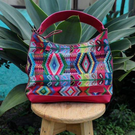 SMALL PENELOPE BAG - H&S WHEAT - RASPBERRY - NO. 19375