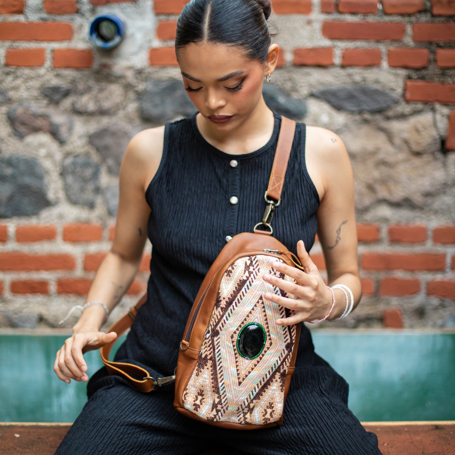 CROSSBODY SLING 2.0 - JADE - OOAK - CAFE - NO. 18231