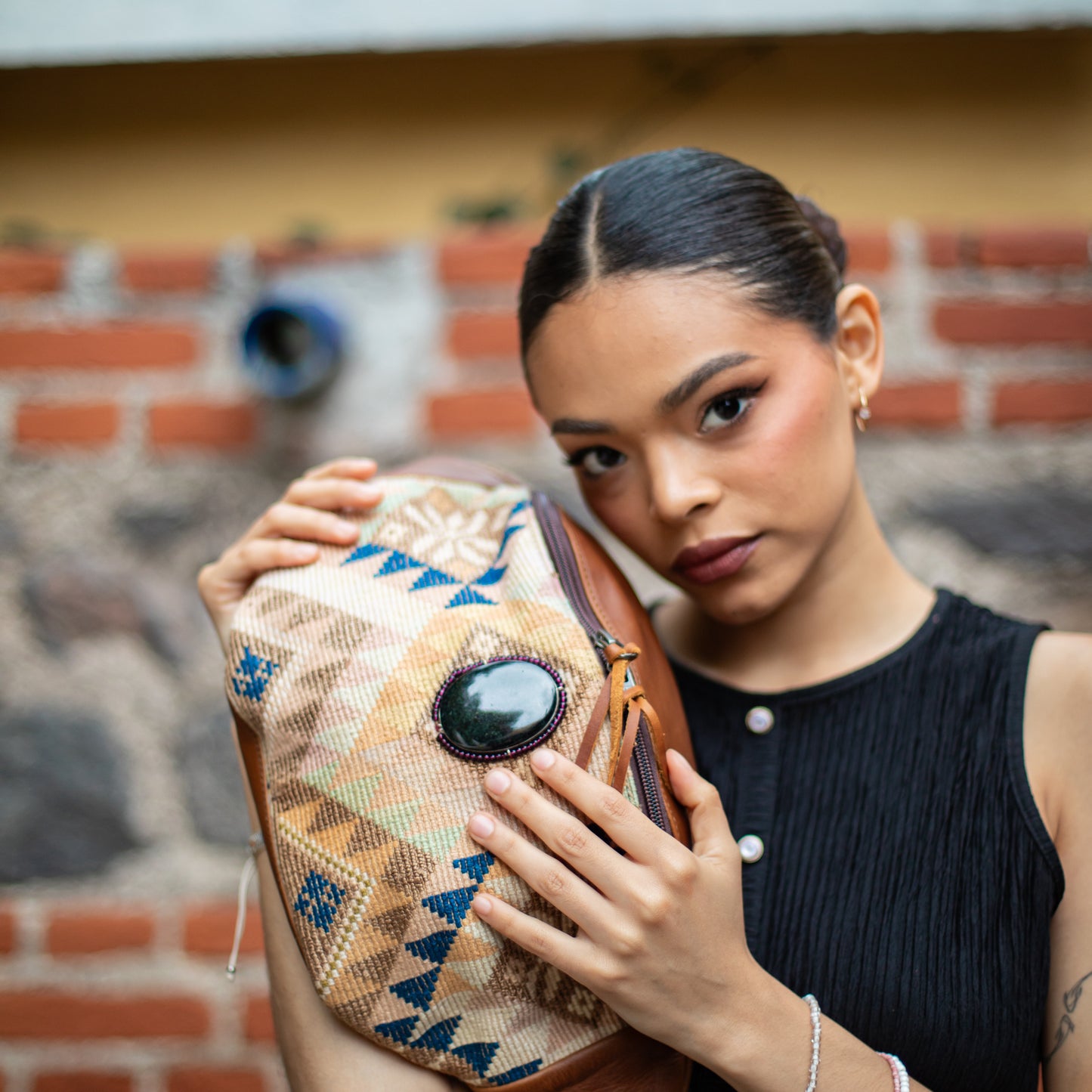 EL DON MANNY PACK WITH JADE - OOAK HUIPIL - CAFE - NO. 18242