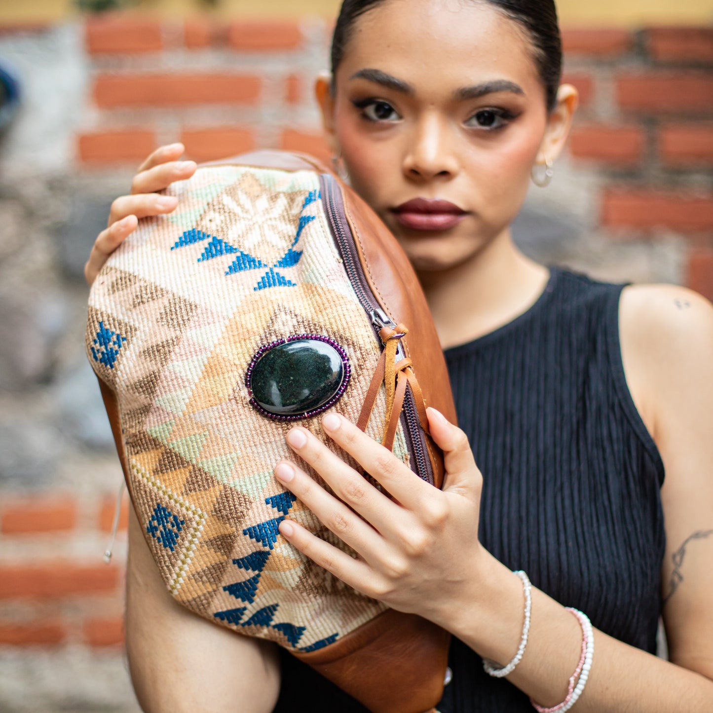 EL DON MANNY PACK WITH JADE - OOAK HUIPIL - CAFE - NO. 18242