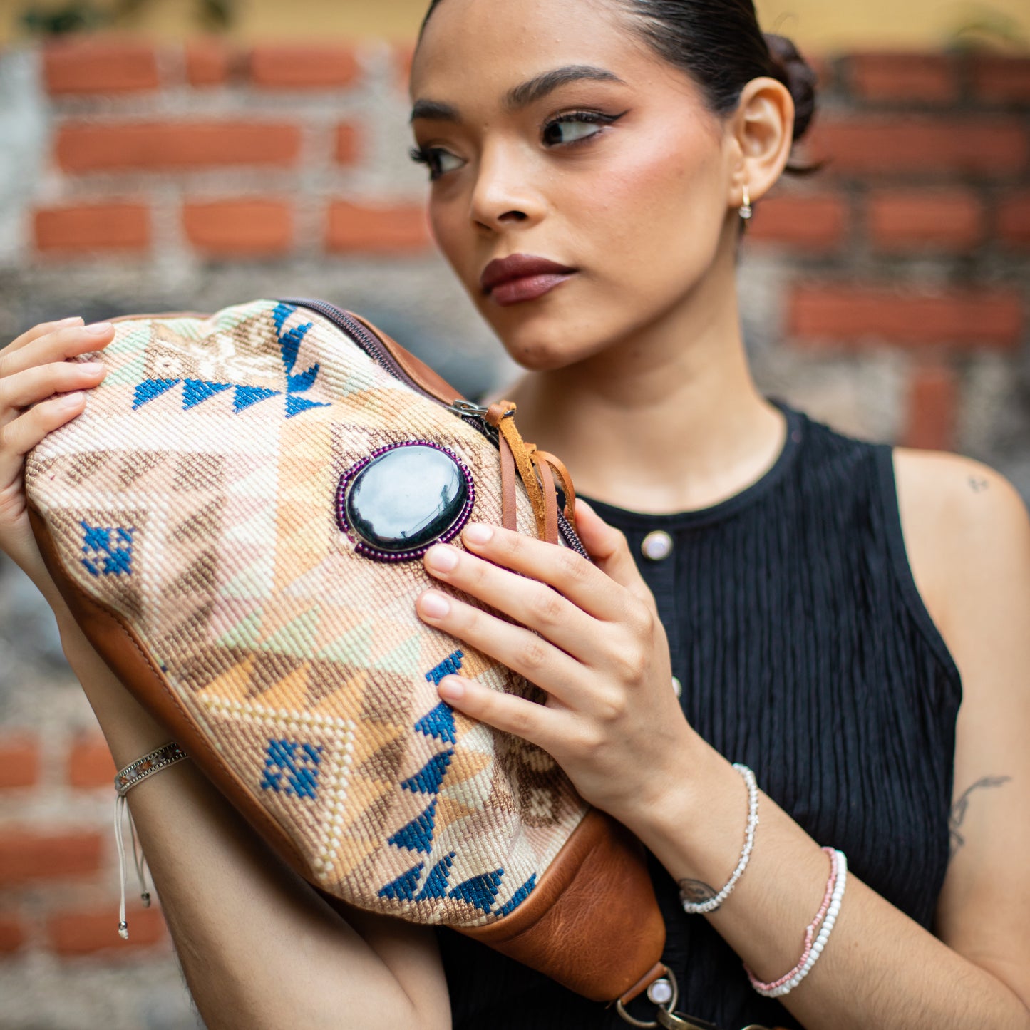 EL DON MANNY PACK WITH JADE - OOAK HUIPIL - CAFE - NO. 18242