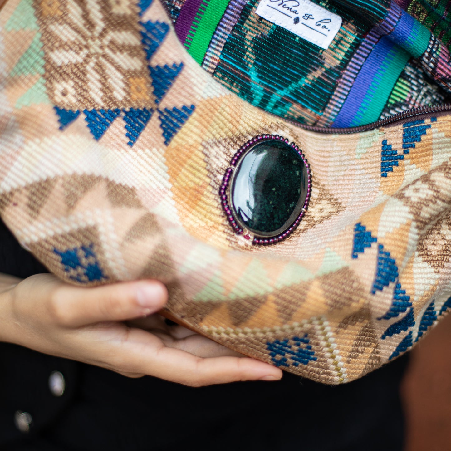 EL DON MANNY PACK WITH JADE - OOAK HUIPIL - CAFE - NO. 18242