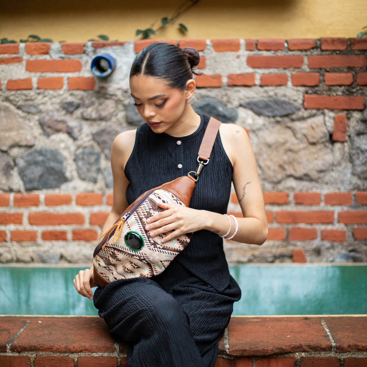 EL DON MANNY PACK WITH JADE - OOAK HUIPIL - CAFE - NO. 18240