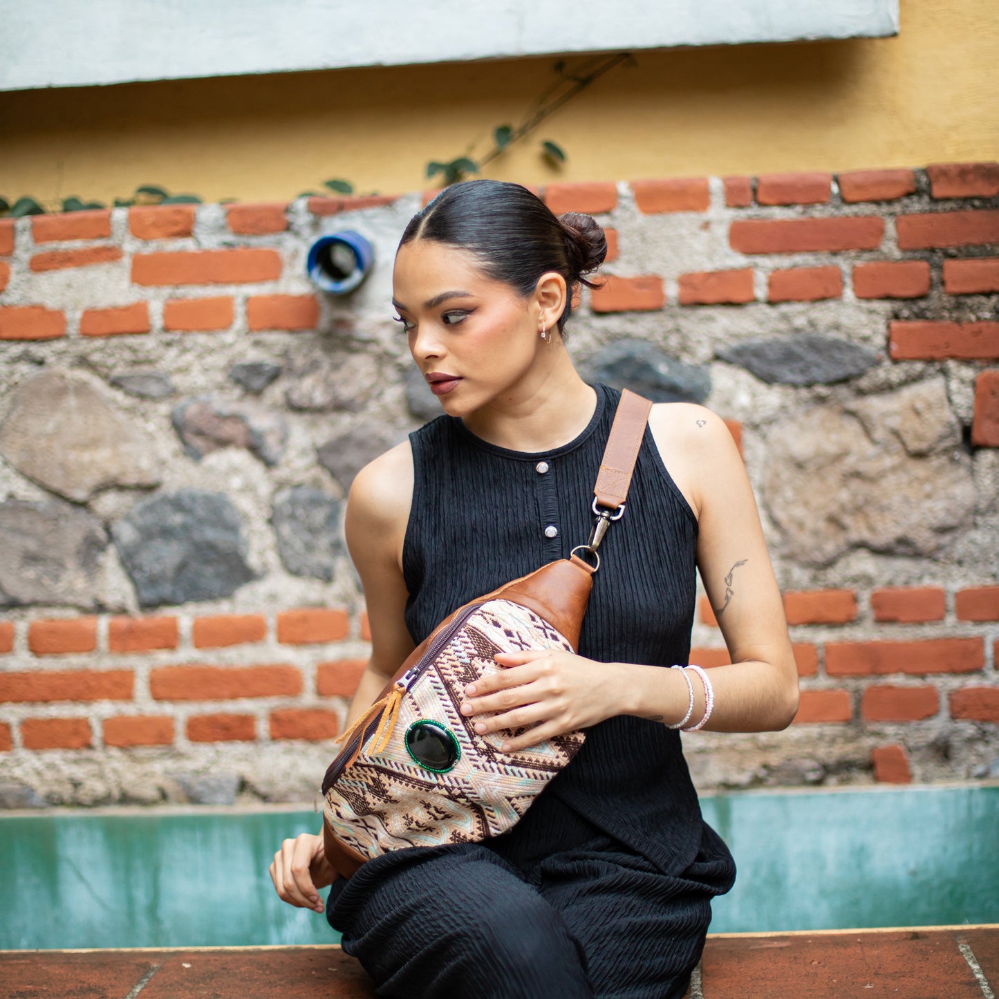 EL DON MANNY PACK WITH JADE - OOAK HUIPIL - CAFE - NO. 18240