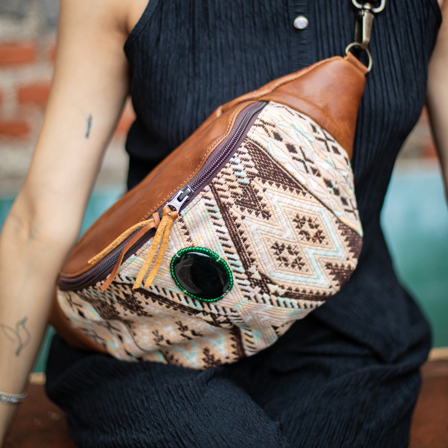 EL DON MANNY PACK WITH JADE - OOAK HUIPIL - CAFE - NO. 18240