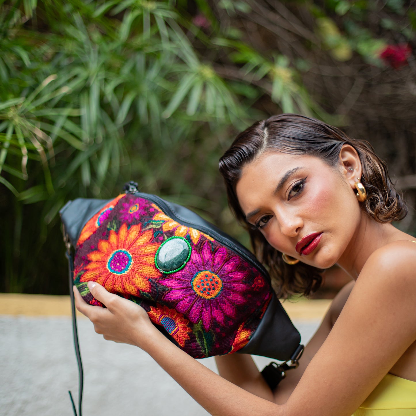 EL DON MANNY PACK WITH JADE - OOAK HUIPIL - BLACK - NO. 18239