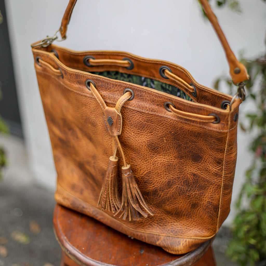 DRAWSTRING BUCKET BAG - FULL LEATHER - WRANGLER
