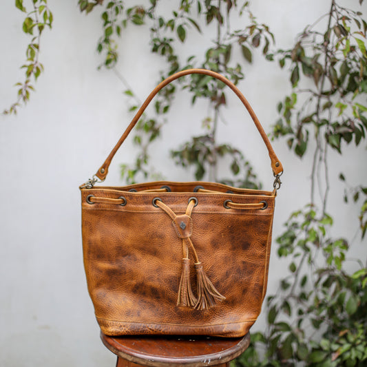 DRAWSTRING BUCKET BAG - FULL LEATHER - WRANGLER