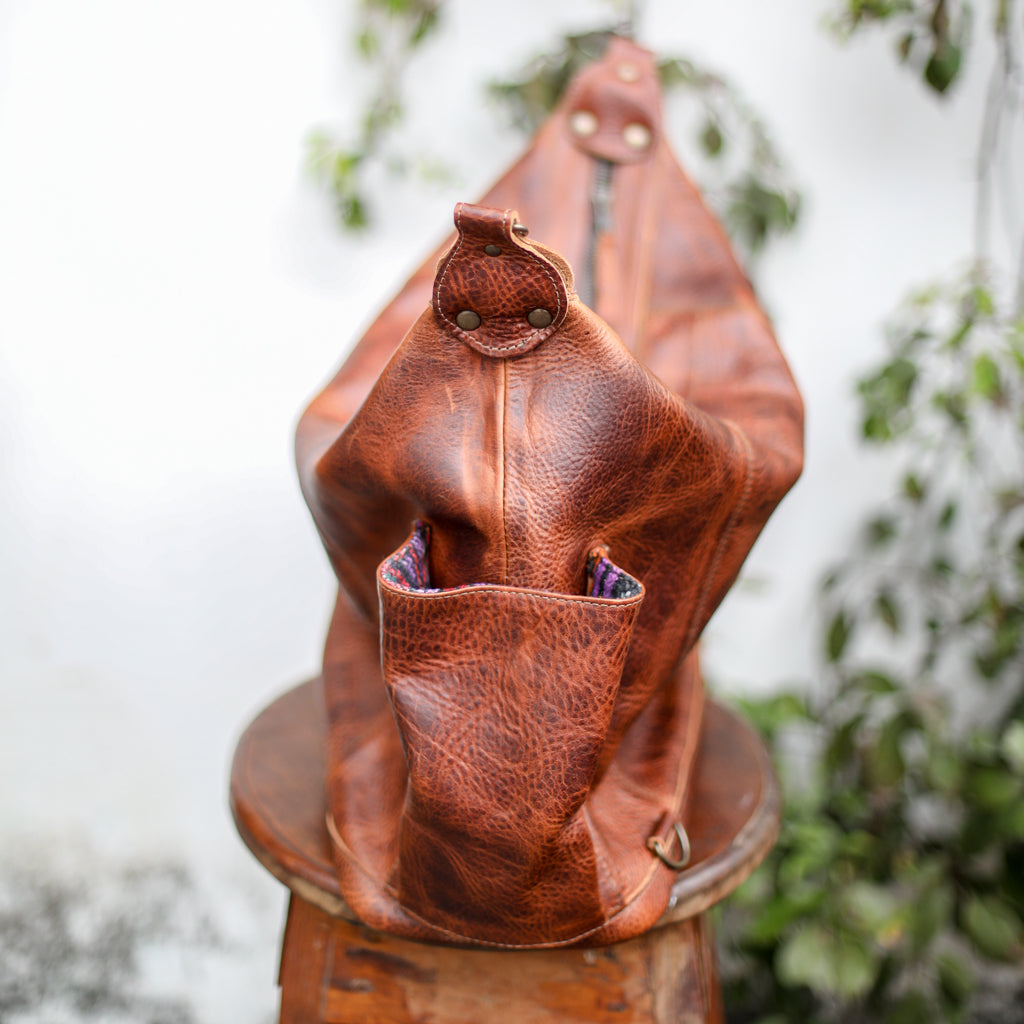 BEATRIZ CONVERTIBLE DAY BAG - FULL LEATHER - HONEY