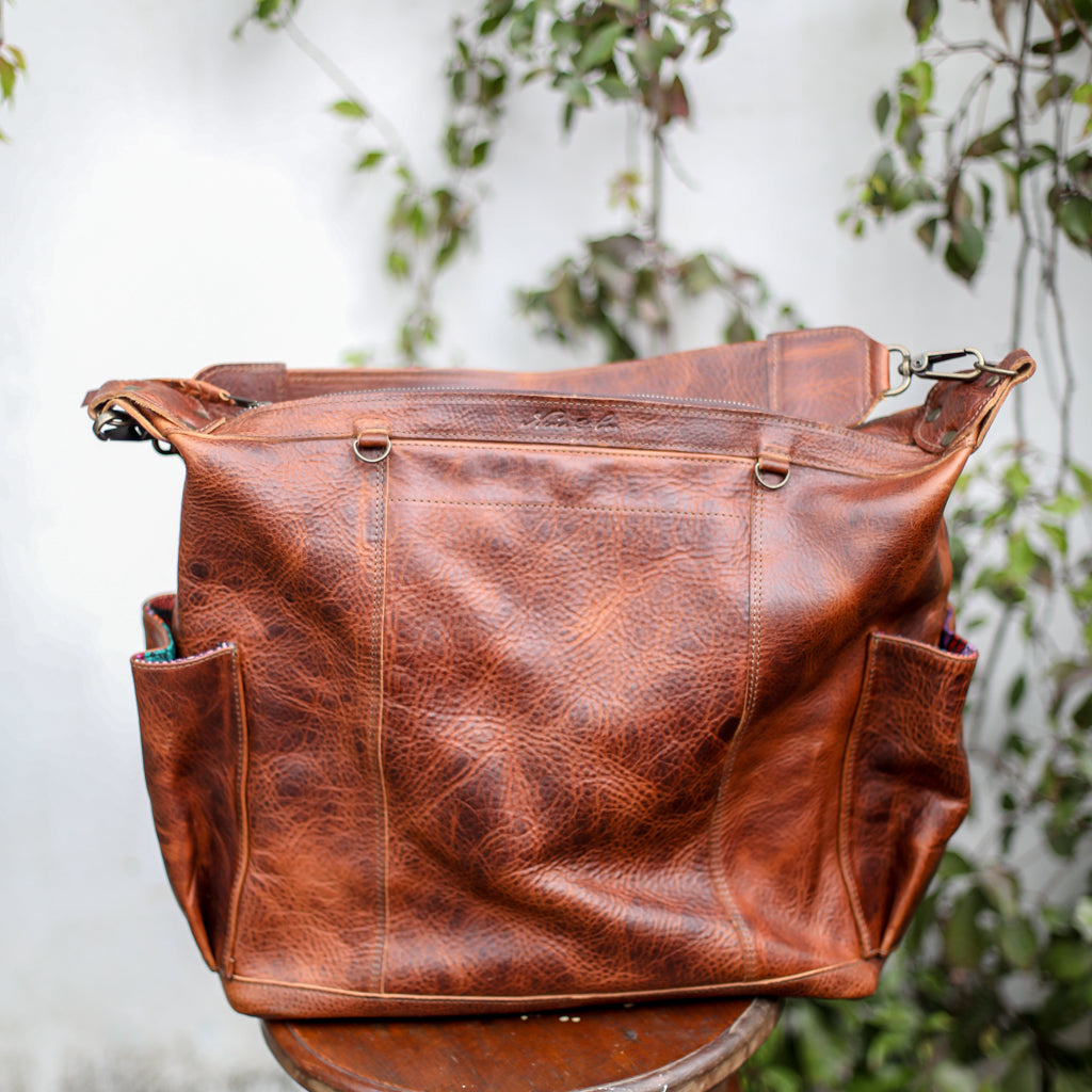 BEATRIZ CONVERTIBLE DAY BAG - FULL LEATHER - HONEY