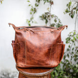 MEDIUM BEATRIZ CONVERTIBLE DAY BAG - FULL LEATHER - HONEY