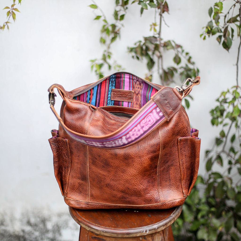 MEDIUM BEATRIZ CONVERTIBLE DAY BAG - FULL LEATHER - HONEY