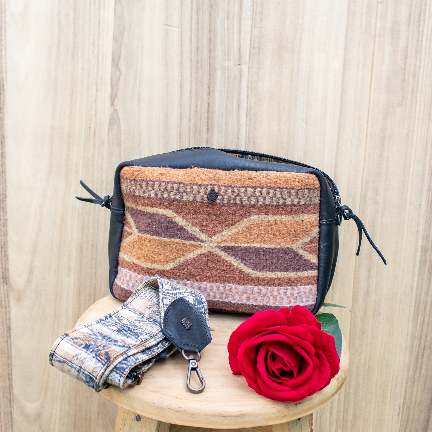 LARGE WANDER BAG SET - MEXICO TEXTILE - BLACK - NO. 18858