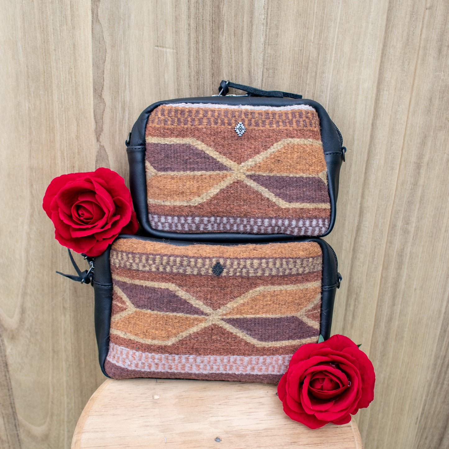 LARGE WANDER BAG SET - MEXICO TEXTILE - BLACK - NO. 18858