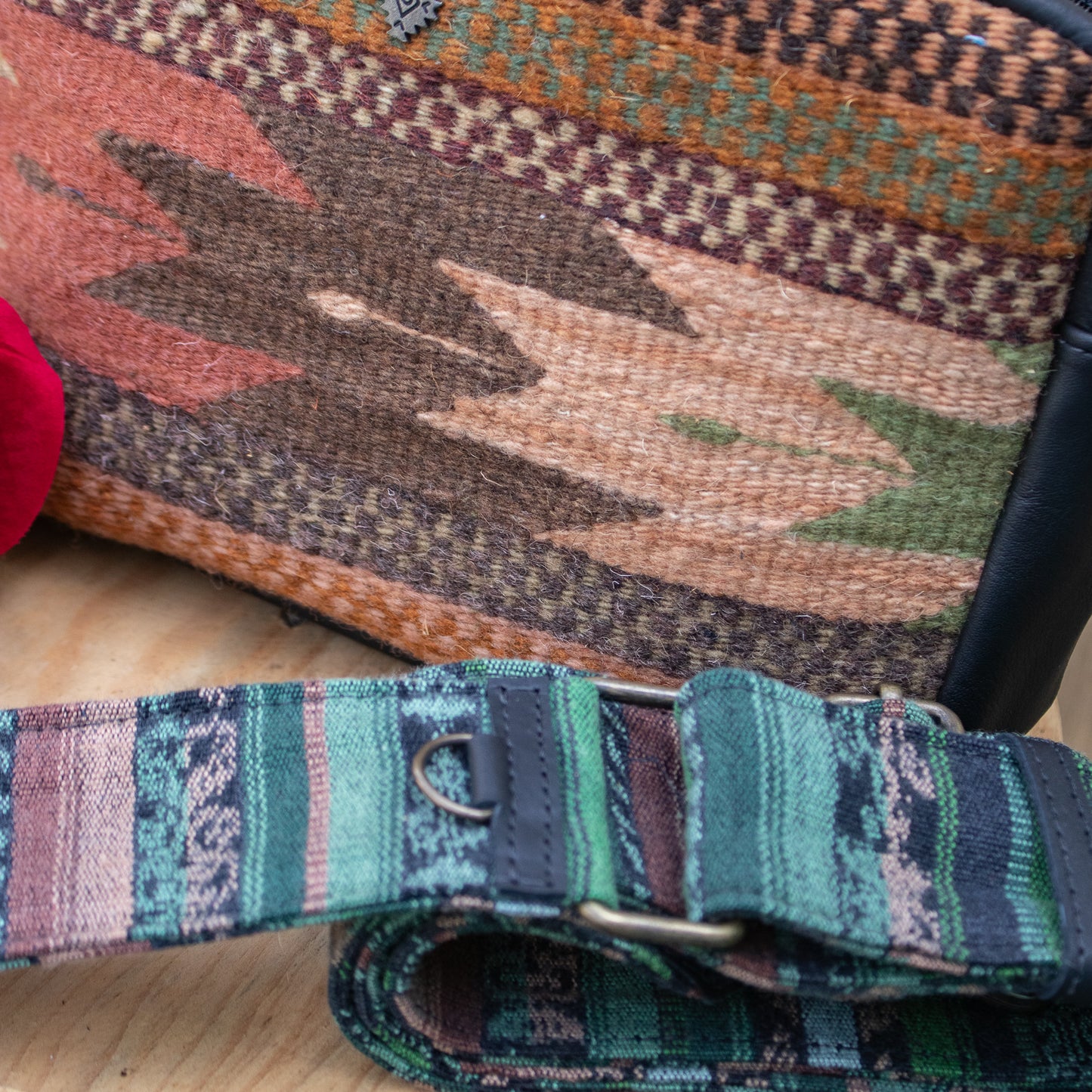 LARGE WANDER BAG SET - MEXICO TEXTILE - BLACK - NO. 18848