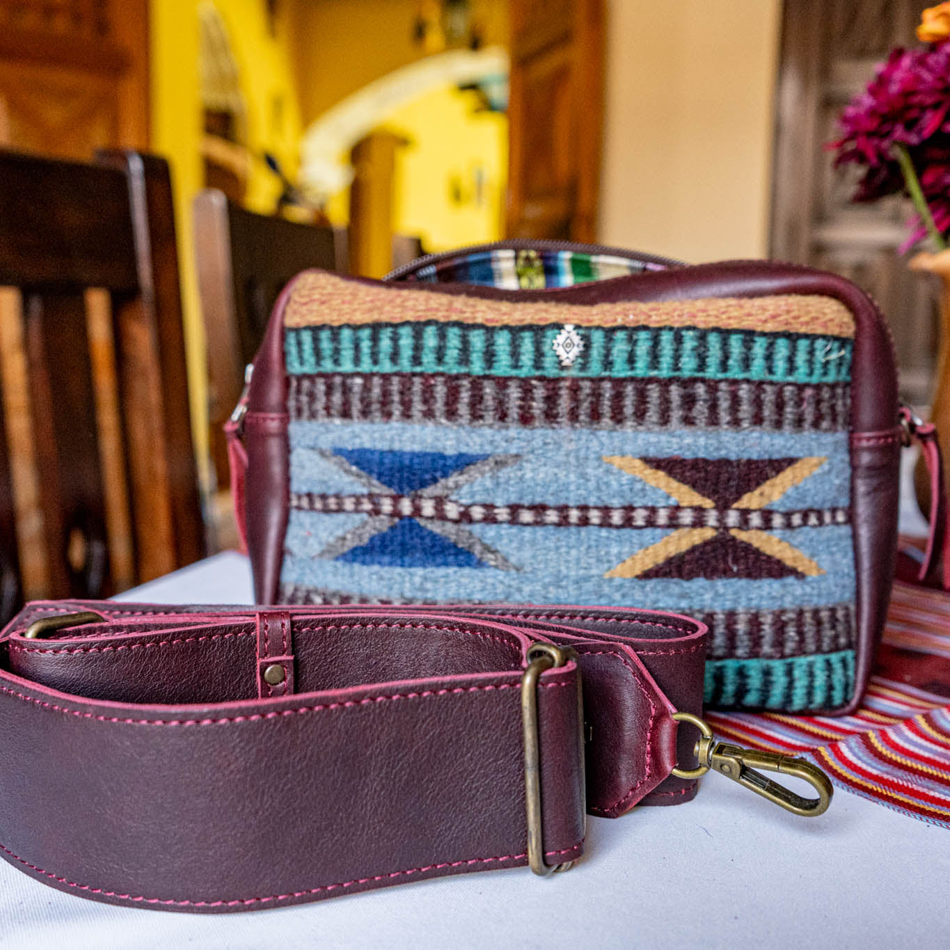 LARGE WANDER BAG SET - MEXICO TEXTILE - VINO TINTO - NO. 15849