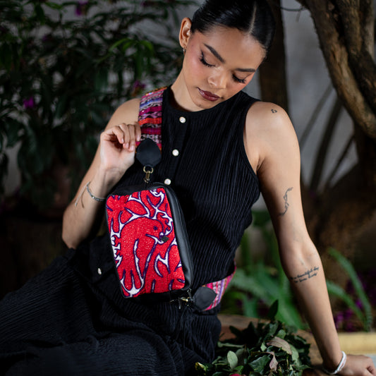 WANDER CROSSBODY SET - OTOMÍ TEXTILE - BLACK - NO. 18201