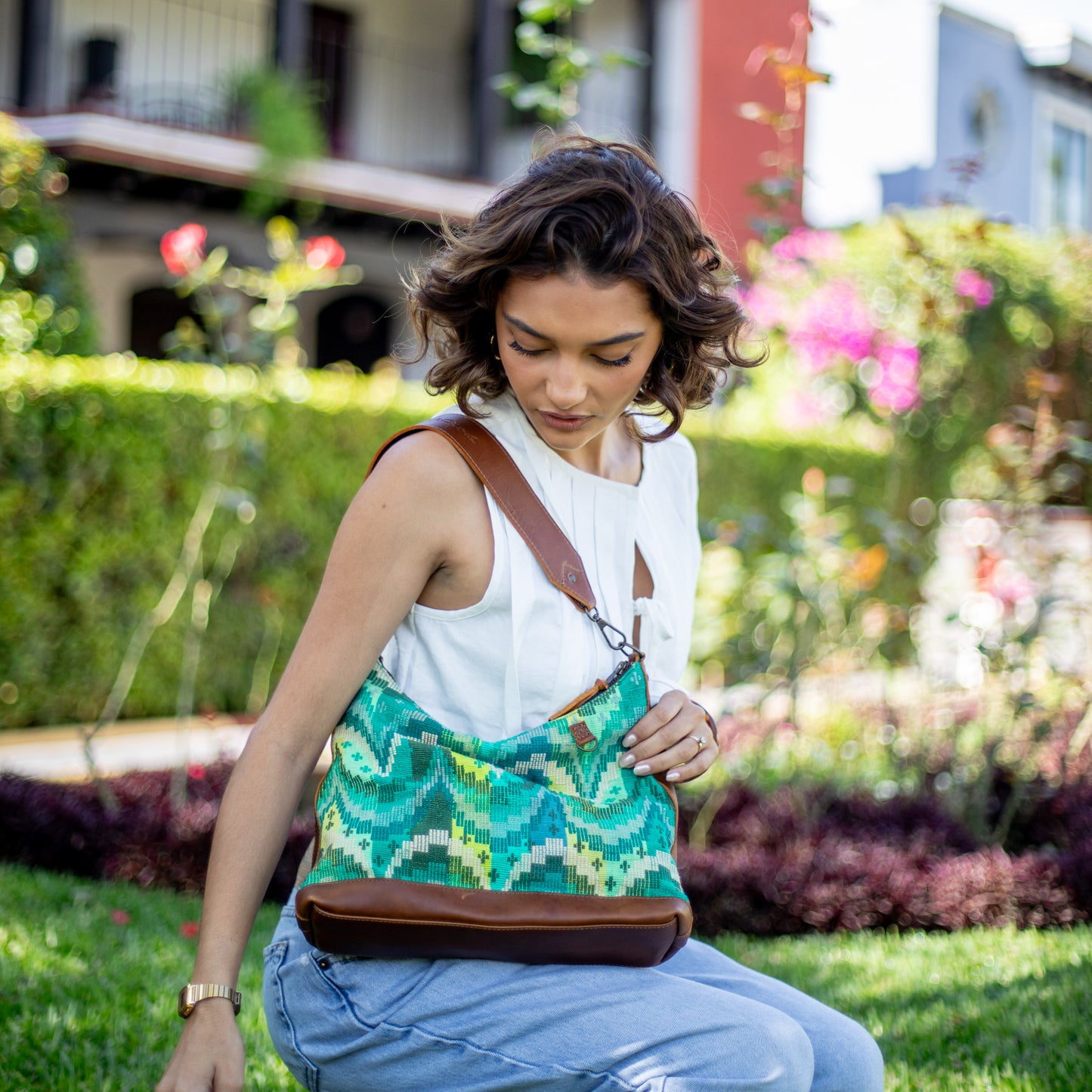 SMALL PENELOPE BAG - H&S MOON & STARS - CAFE - NO. 18376