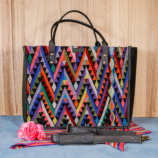 PERFECT TRAVEL TOTE - OOAK HUIPIL - BLACK - NO. 16378