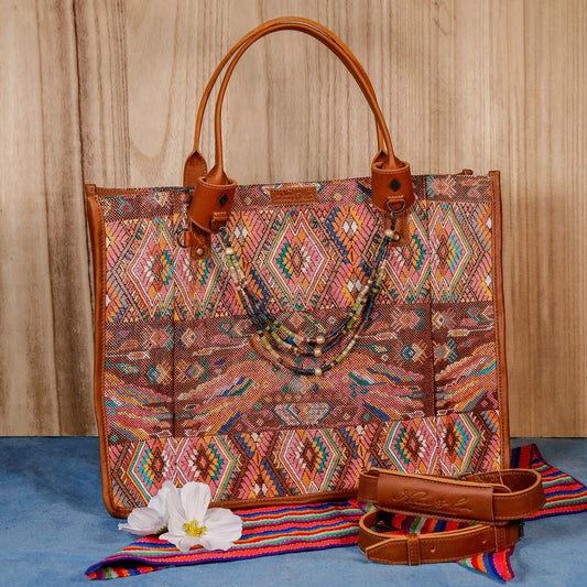 PERFECT TRAVEL TOTE - OOAK HUIPIL - CAFE - NO. 16384