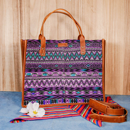 PERFECT TRAVEL TOTE - OOAK HUIPIL - CAFE - NO. 16388