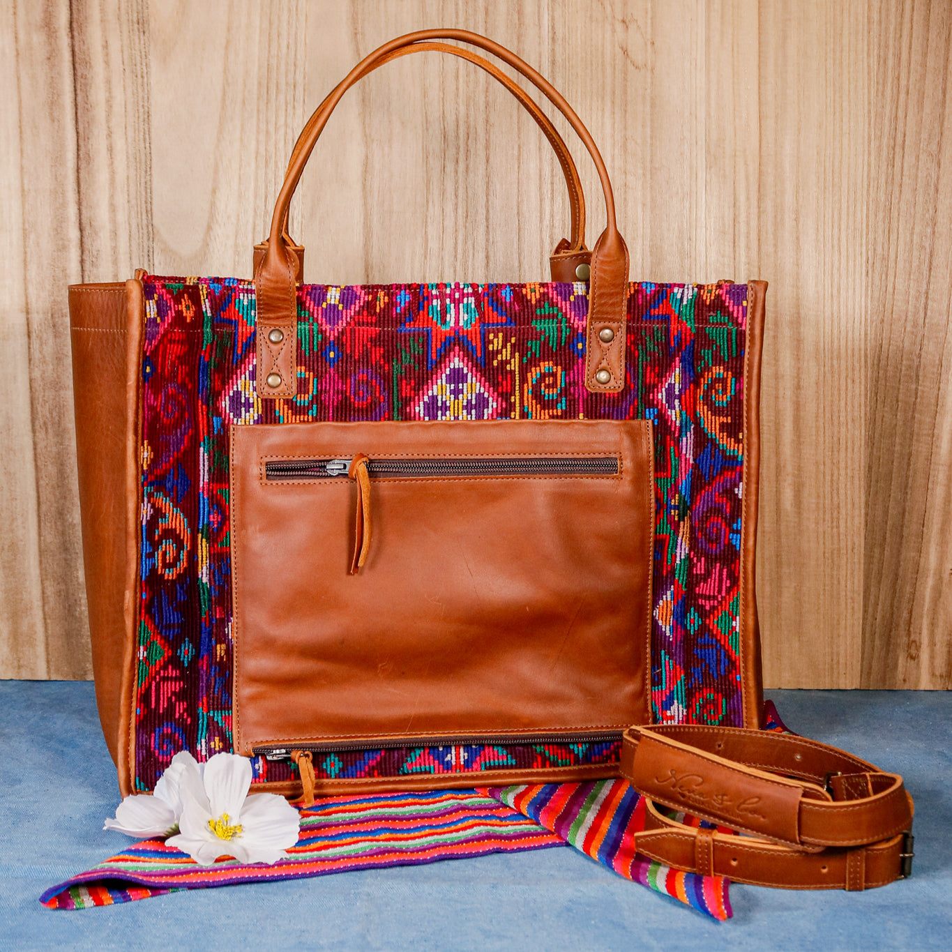 PERFECT TRAVEL TOTE - OOAK HUIPIL - CAFE - NO. 16383