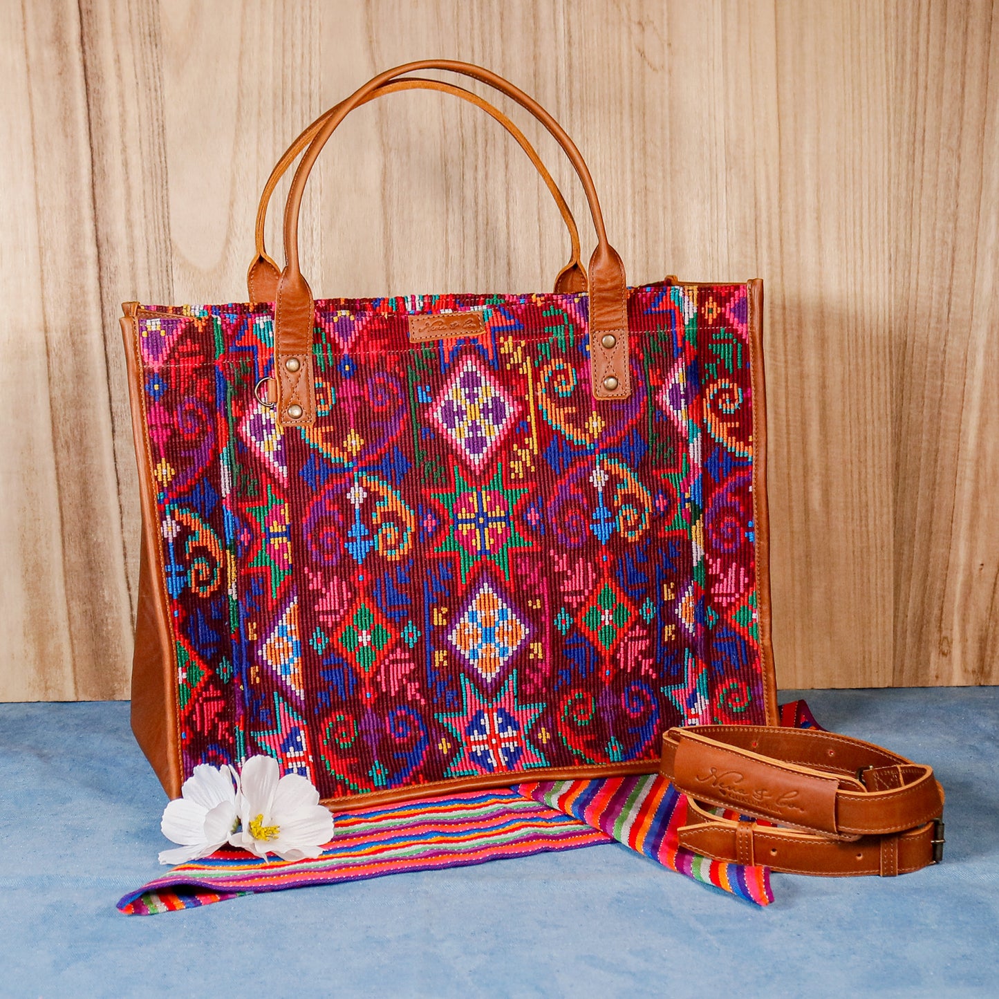 PERFECT TRAVEL TOTE - OOAK HUIPIL - CAFE - NO. 16383