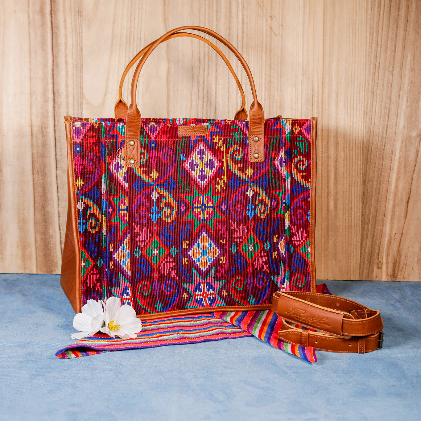 PERFECT TRAVEL TOTE - OOAK HUIPIL - CAFE - NO. 16383