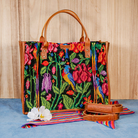 PERFECT TRAVEL TOTE - OOAK HUIPIL - CAFE - NO. 16385