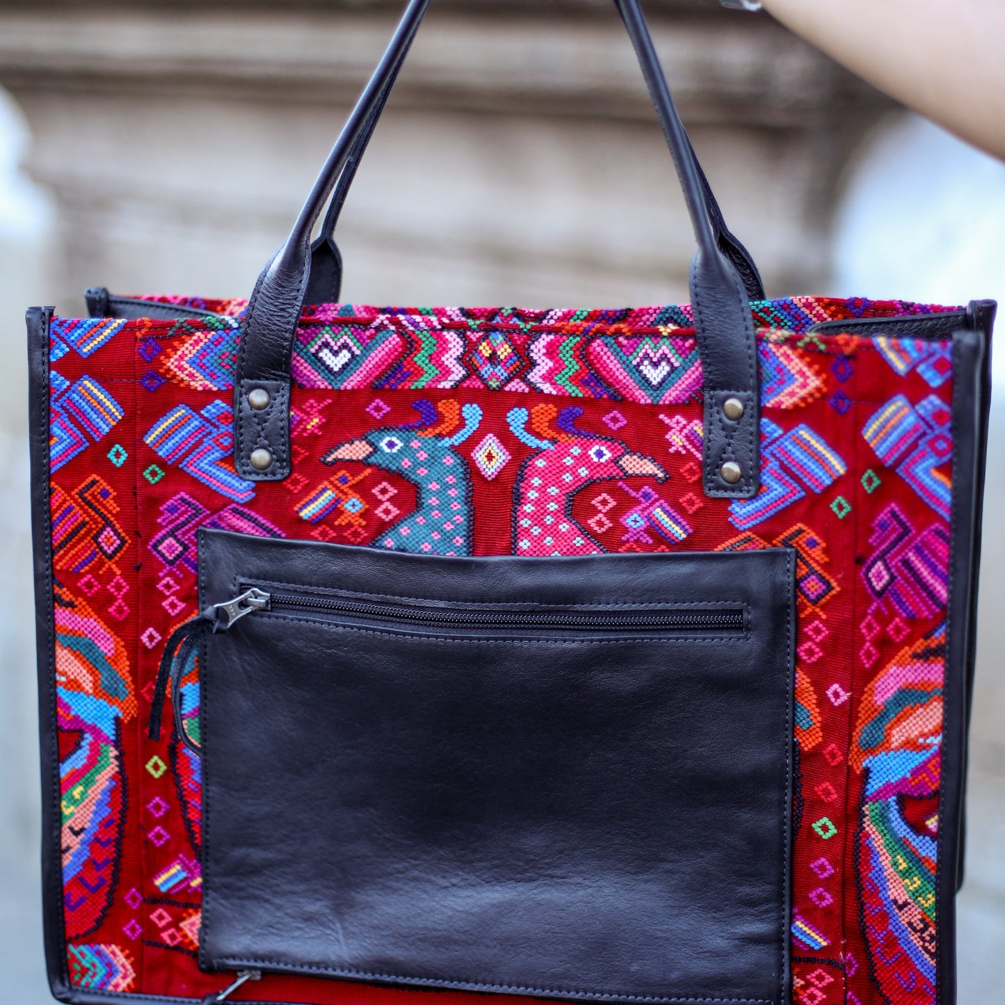 PERFECT TRAVEL TOTE - OOAK HUIPIL - BLACK - NO. 18699