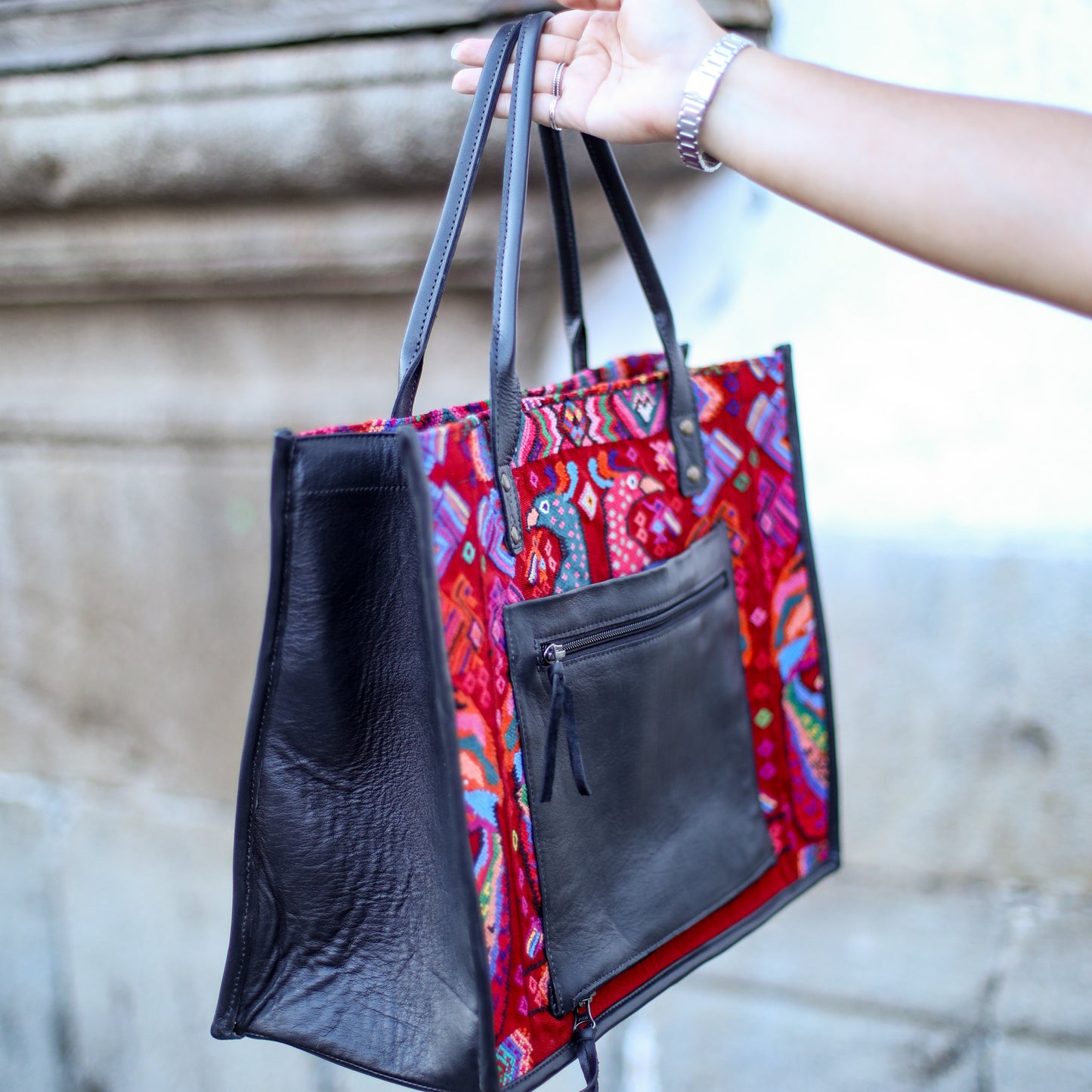 PERFECT TRAVEL TOTE - OOAK HUIPIL - BLACK - NO. 18699