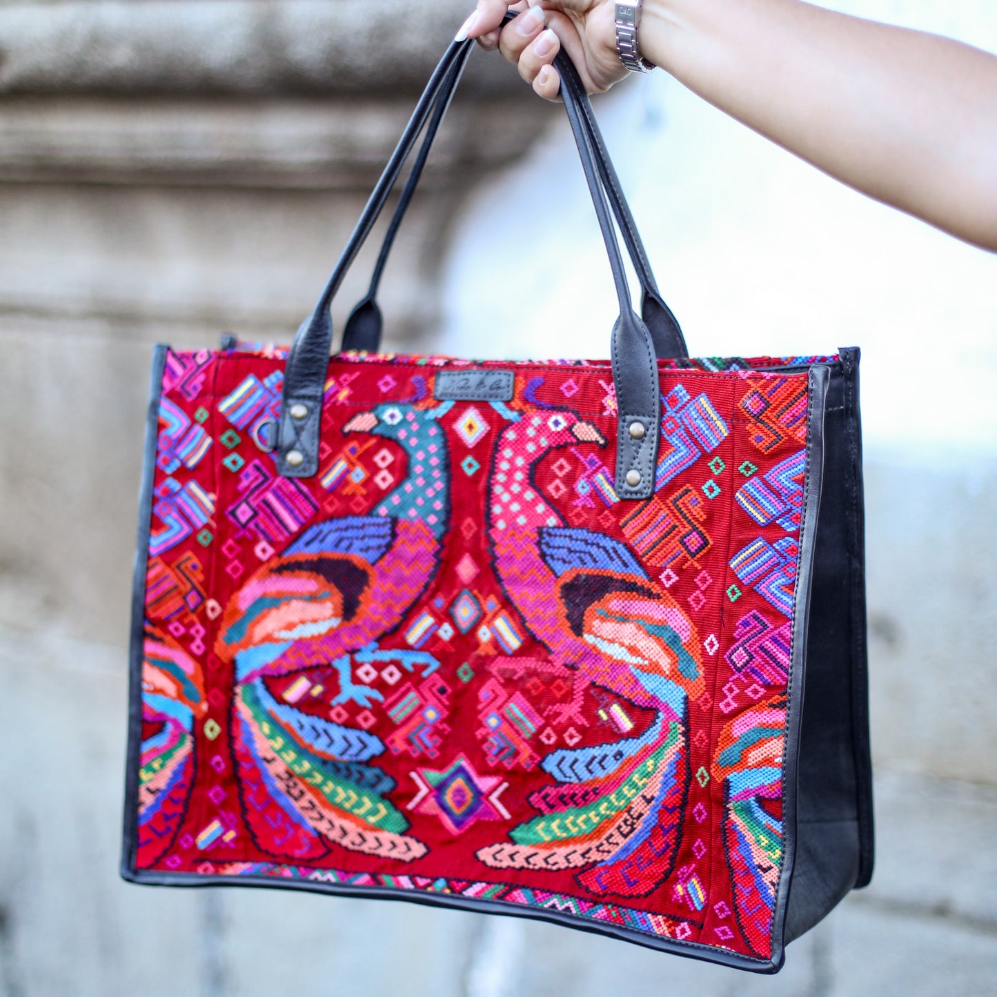 PERFECT TRAVEL TOTE - OOAK HUIPIL - BLACK - NO. 18699