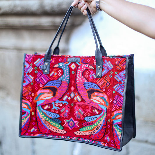 PERFECT TRAVEL TOTE - OOAK HUIPIL - BLACK - NO. 18699