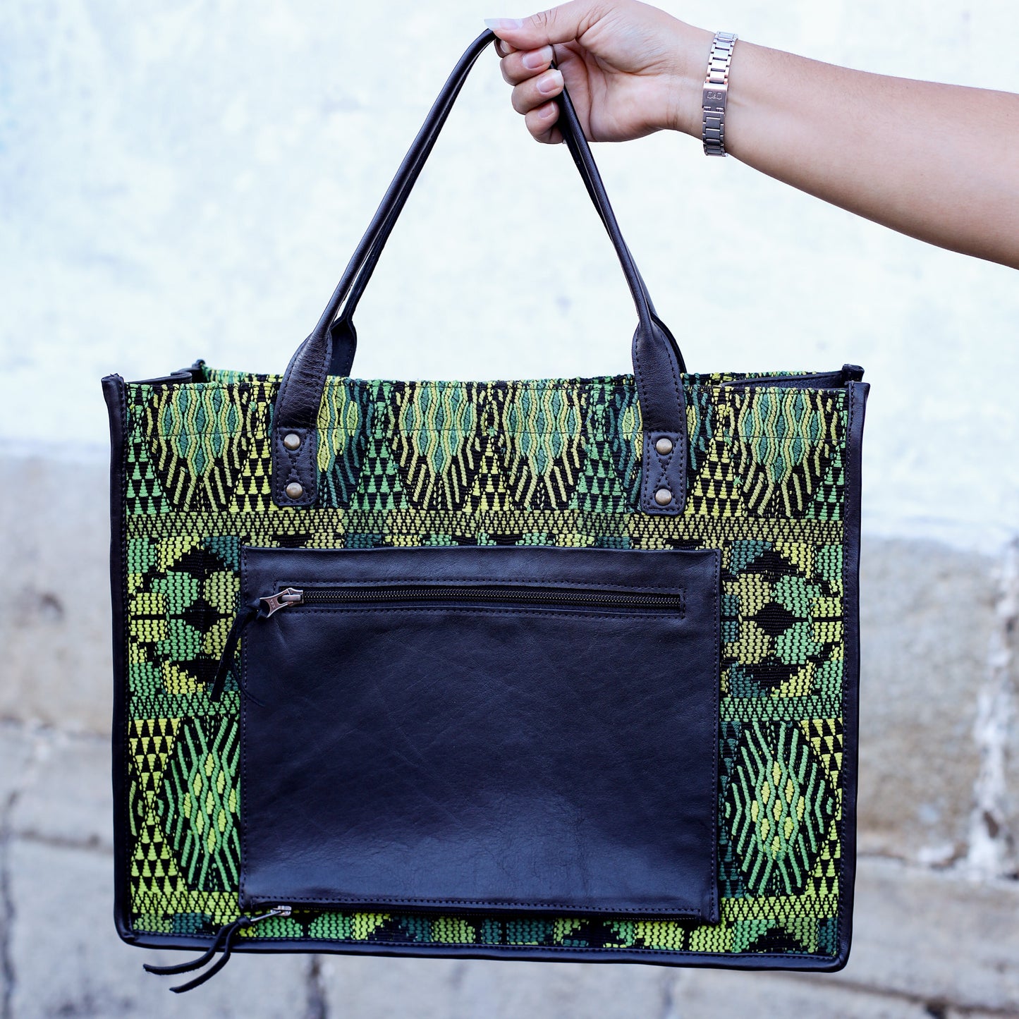 PERFECT TRAVEL TOTE - OOAK HUIPIL - BLACK - NO. 18697