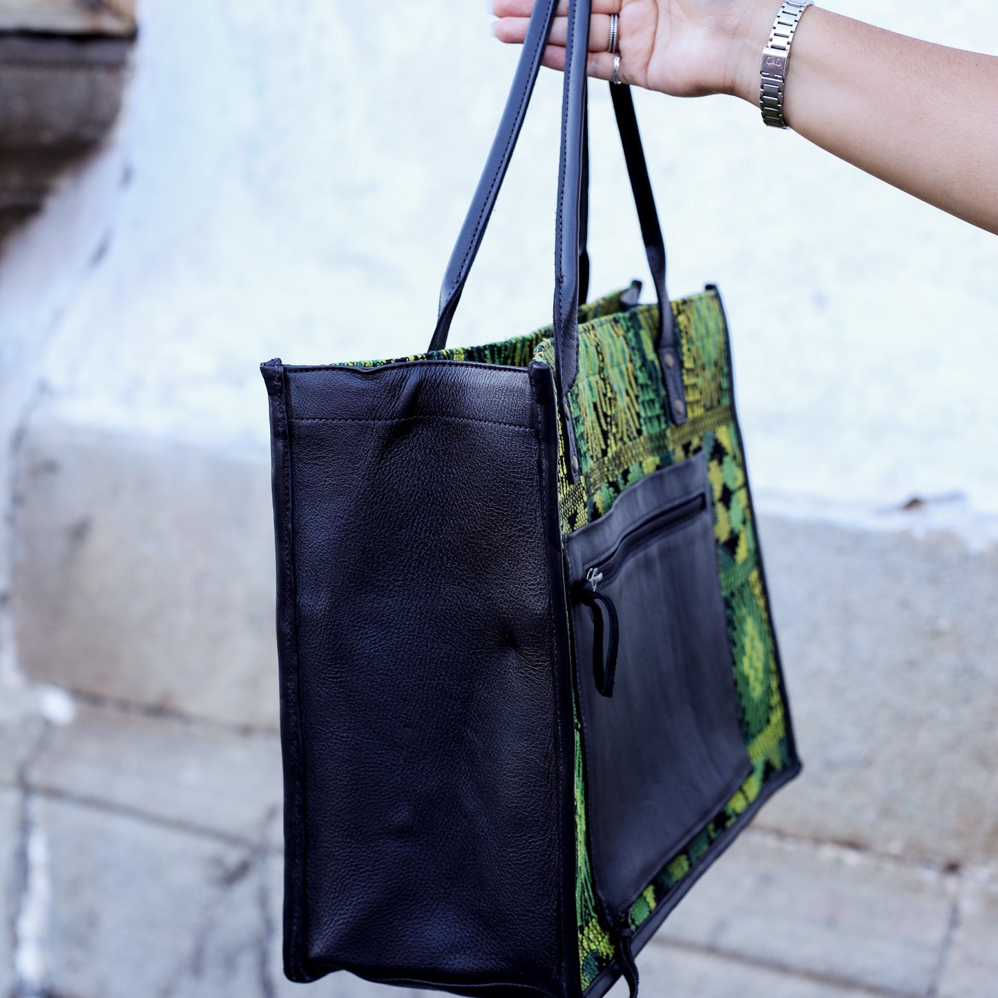 PERFECT TRAVEL TOTE - OOAK HUIPIL - BLACK - NO. 18697
