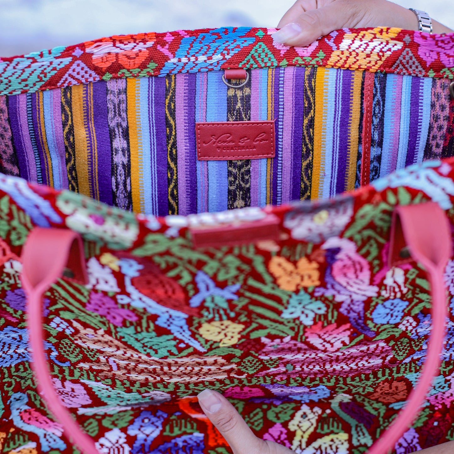 PERFECT TRAVEL TOTE - OOAK HUIPIL - CHILI PEPPER - NO. 18703