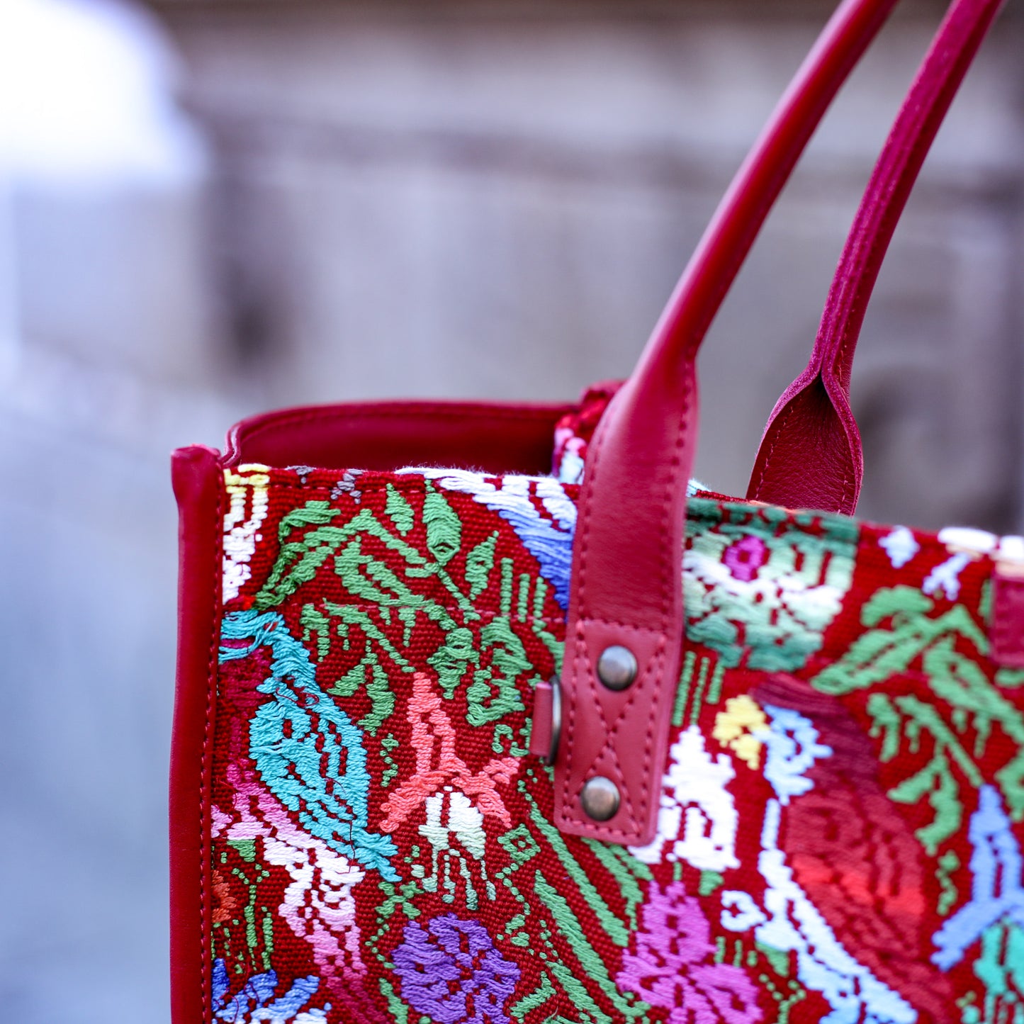 PERFECT TRAVEL TOTE - OOAK HUIPIL - CHILI PEPPER - NO. 18703