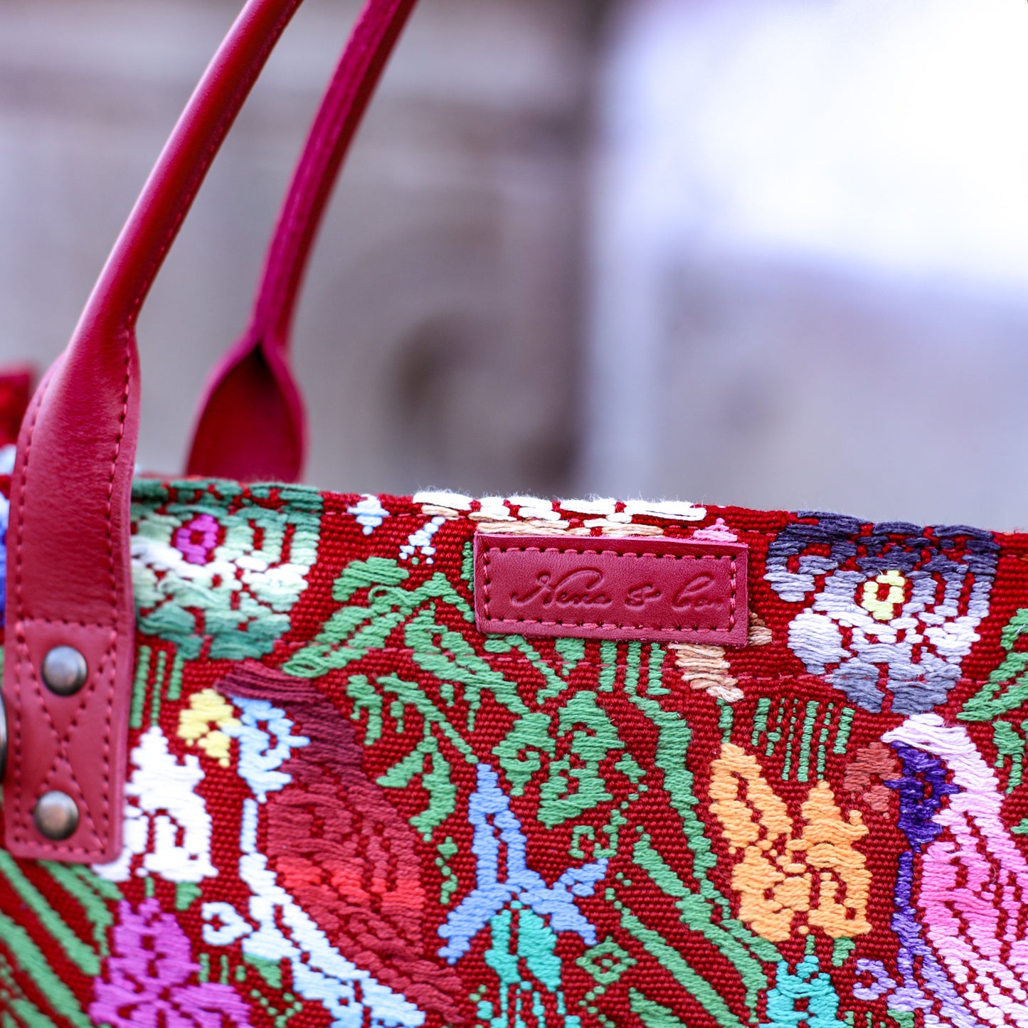 PERFECT TRAVEL TOTE - OOAK HUIPIL - CHILI PEPPER - NO. 18703