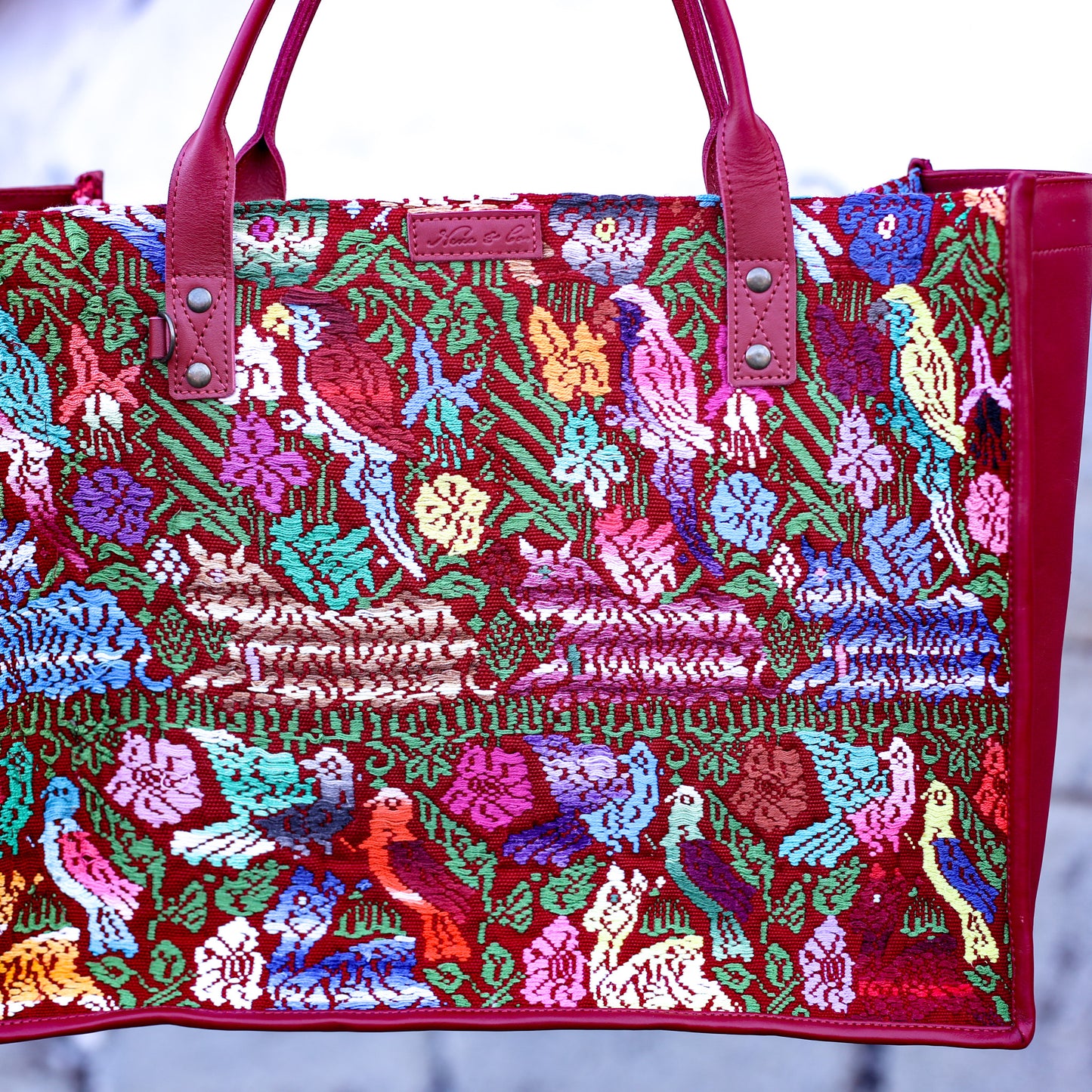 PERFECT TRAVEL TOTE - OOAK HUIPIL - CHILI PEPPER - NO. 18703