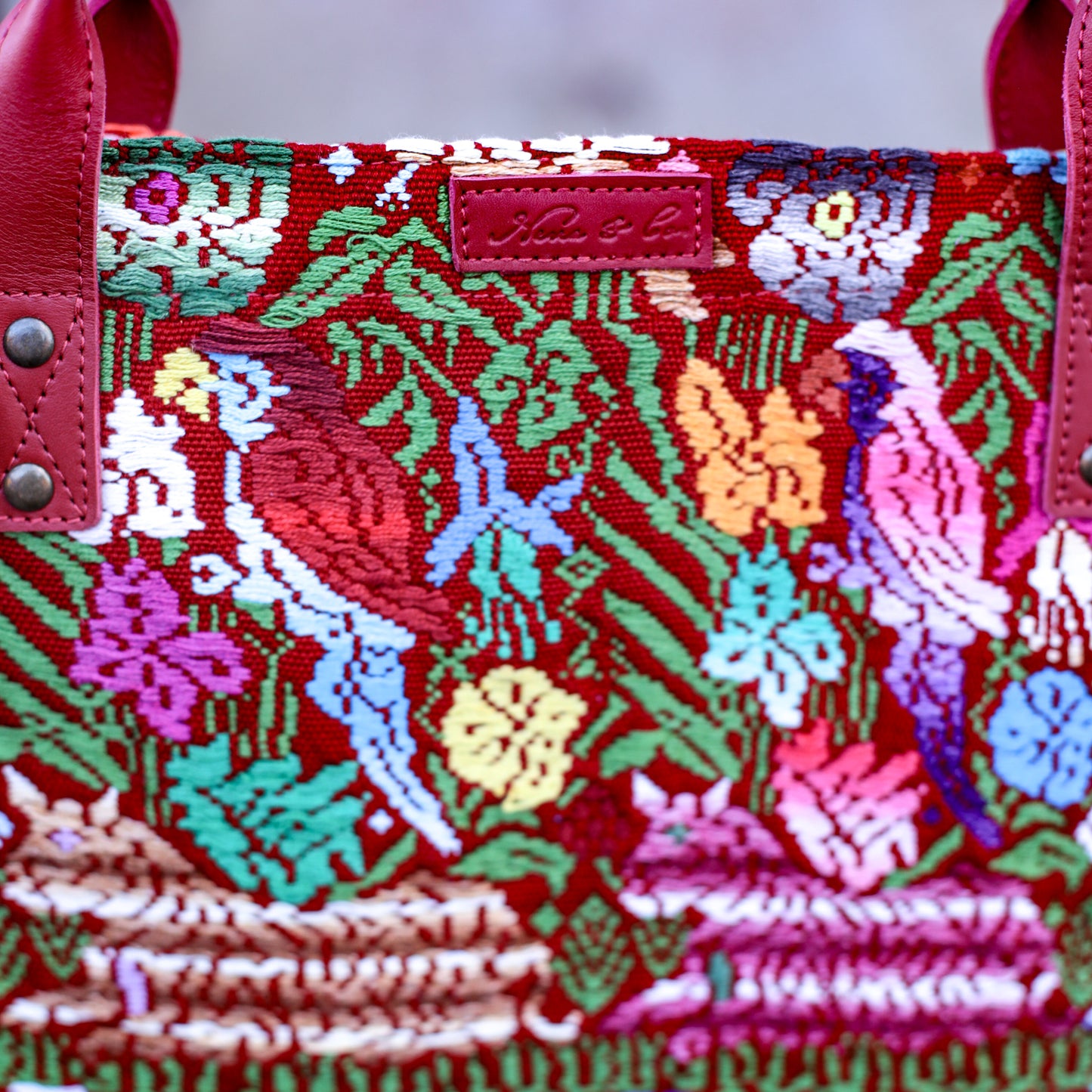 PERFECT TRAVEL TOTE - OOAK HUIPIL - CHILI PEPPER - NO. 18703