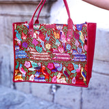 PERFECT TRAVEL TOTE - OOAK HUIPIL - CHILI PEPPER - NO. 18703