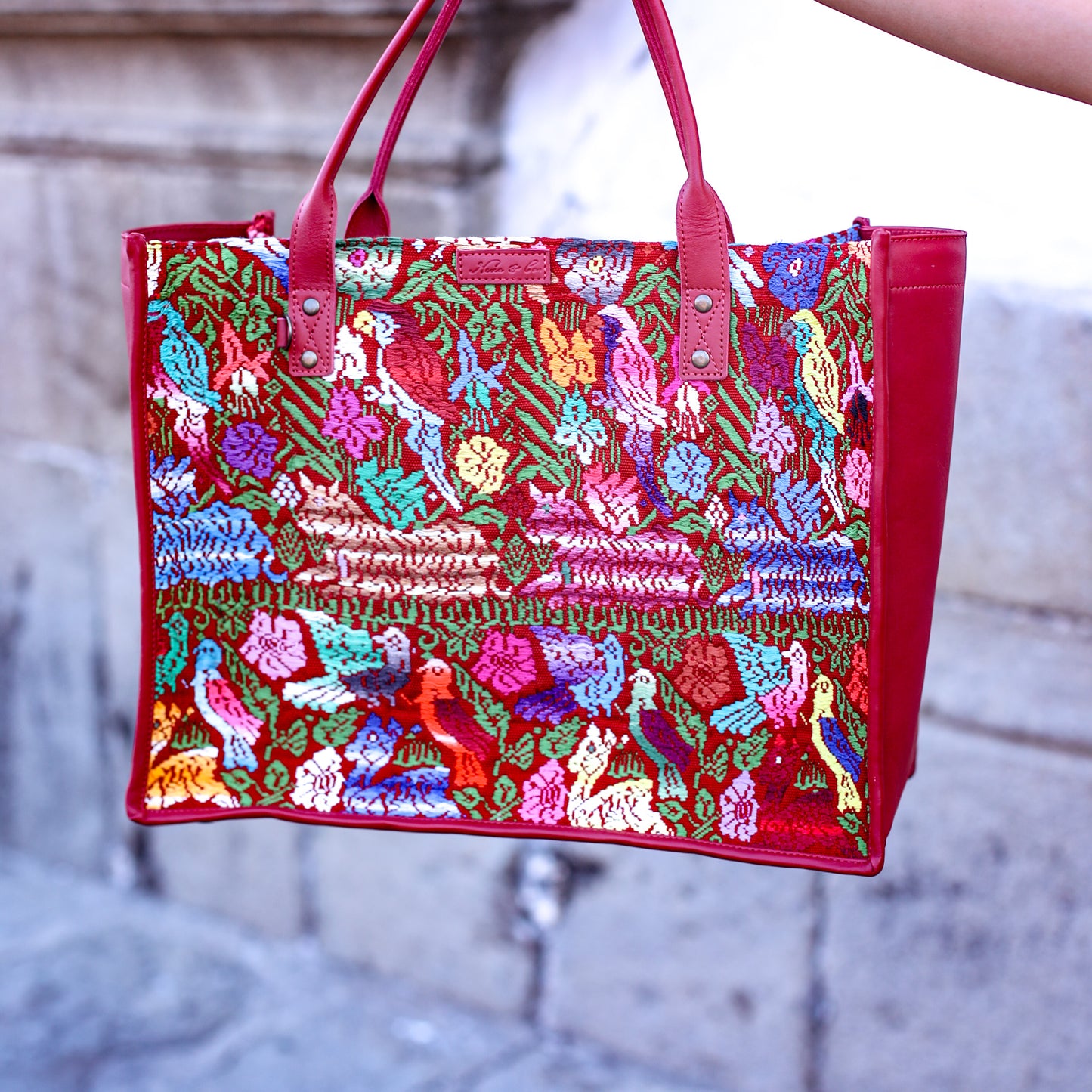 PERFECT TRAVEL TOTE - OOAK HUIPIL - CHILI PEPPER - NO. 18703