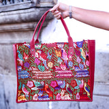 PERFECT TRAVEL TOTE - OOAK HUIPIL - CHILI PEPPER - NO. 18703