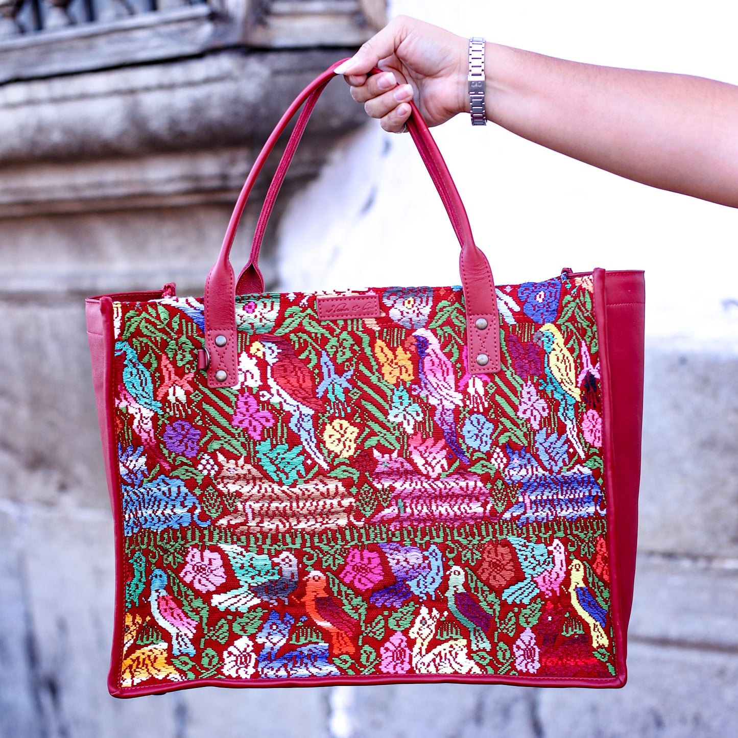 PERFECT TRAVEL TOTE - OOAK HUIPIL - CHILI PEPPER - NO. 18703