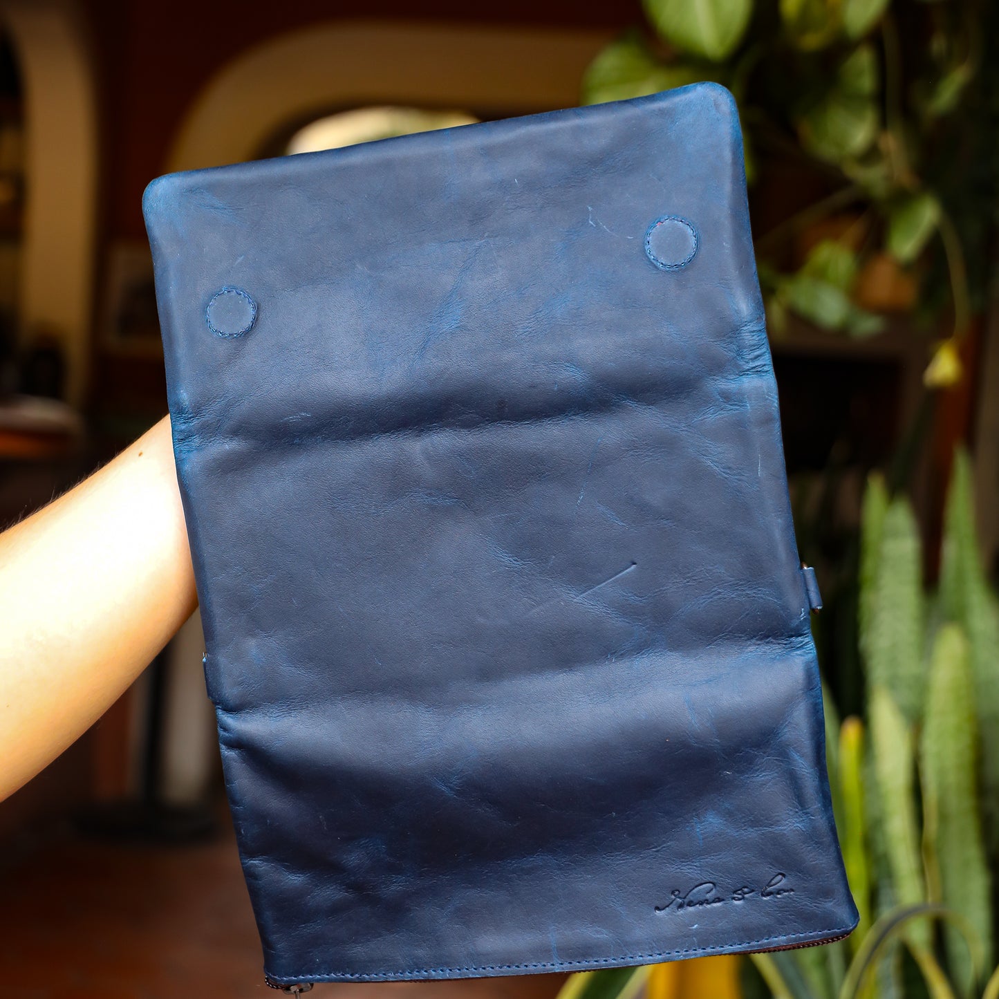 TRI-FOLD WALLET - FULL LEATHER - NAVY