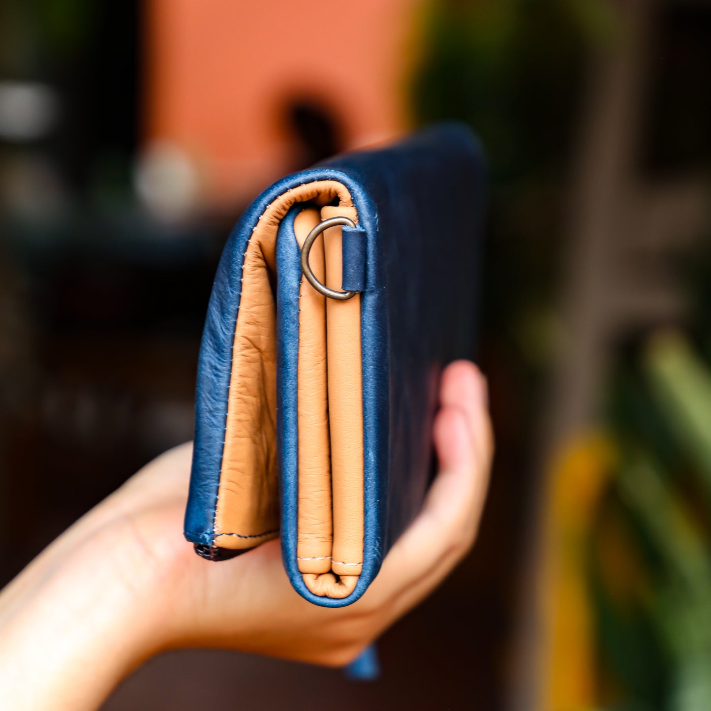 TRI-FOLD WALLET - FULL LEATHER - NAVY