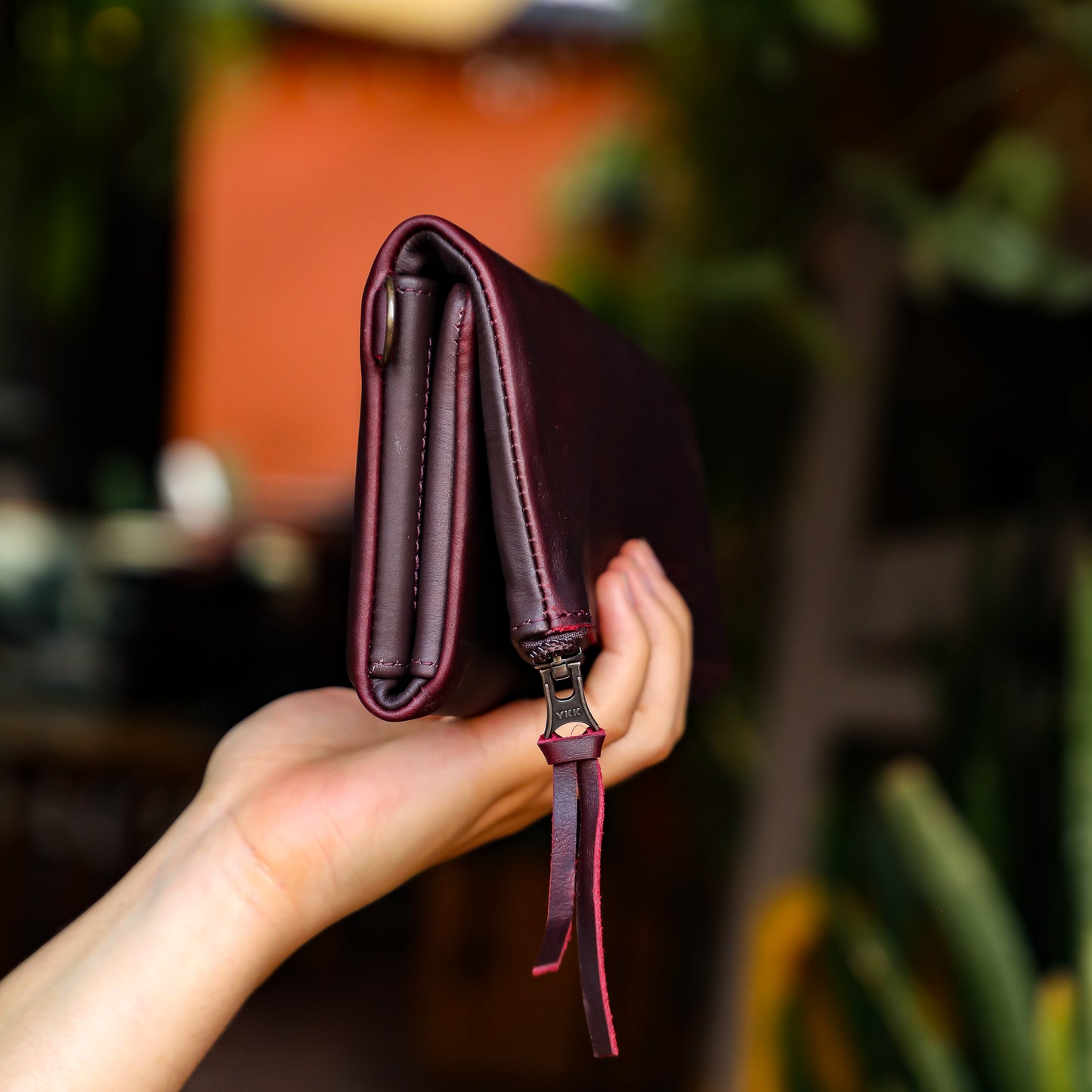 TRI-FOLD WALLET - FULL LEATHER - VINO TINTO